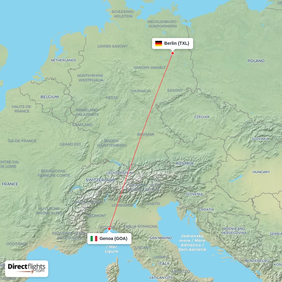 TXL - GOA route map