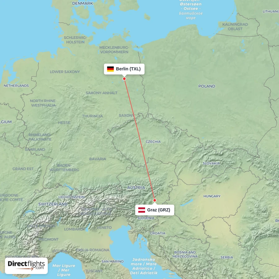 TXL - GRZ route map