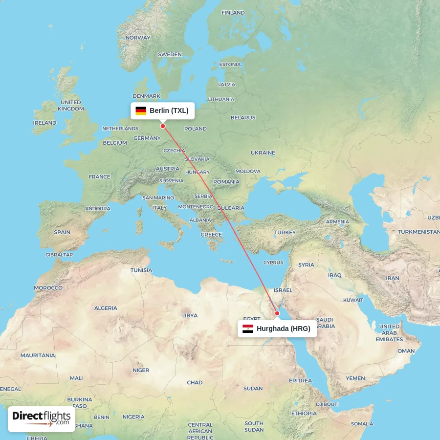 TXL - HRG route map