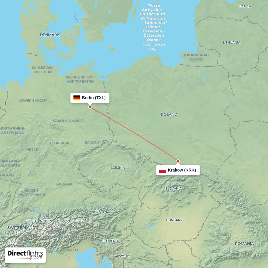 TXL - KRK route map