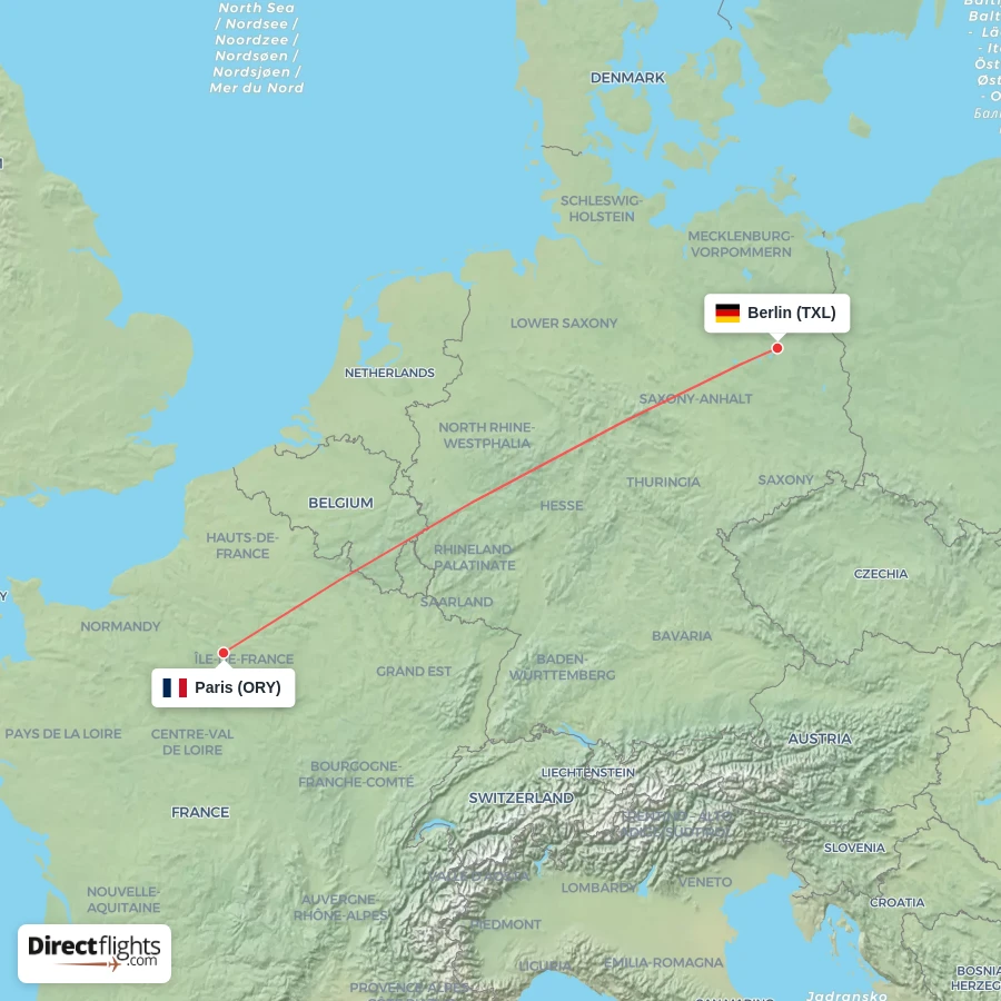 TXL - ORY route map
