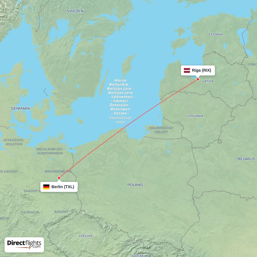 TXL - RIX route map