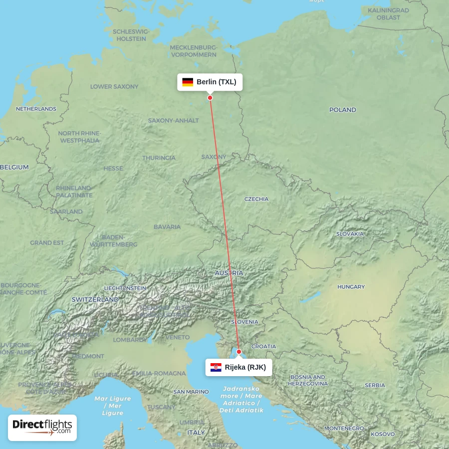 TXL - RJK route map