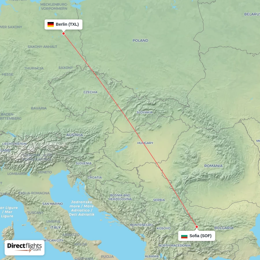 TXL - SOF route map