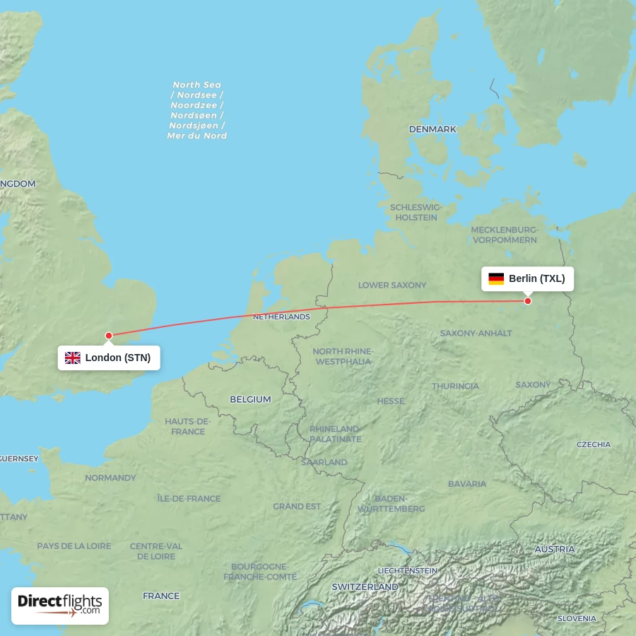 TXL - STN route map