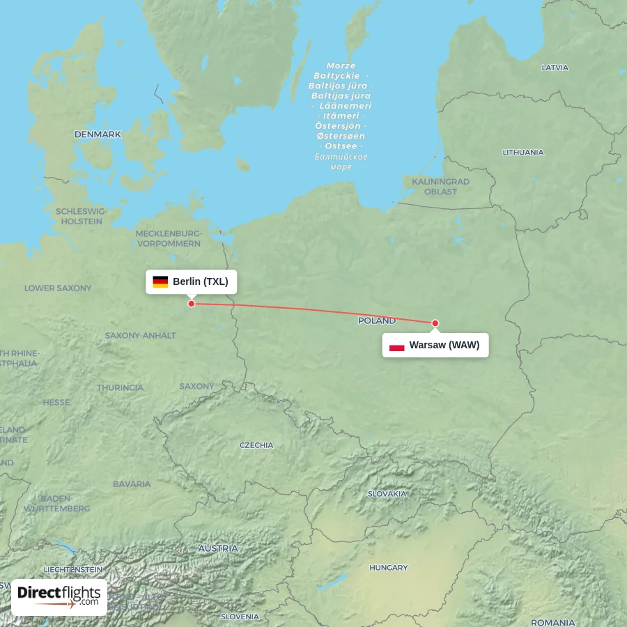 TXL - WAW route map