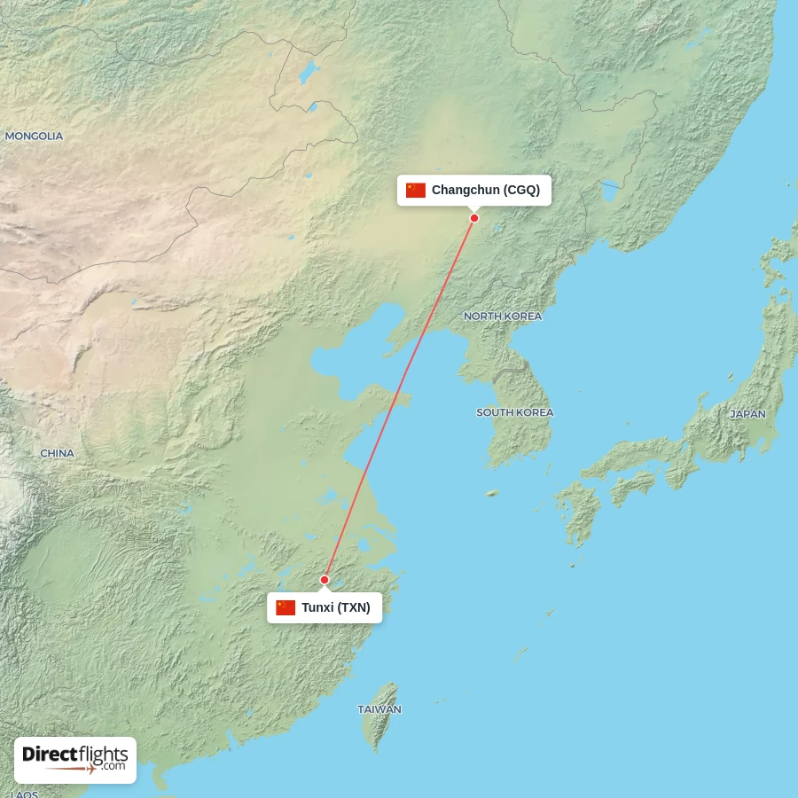 TXN - CGQ route map