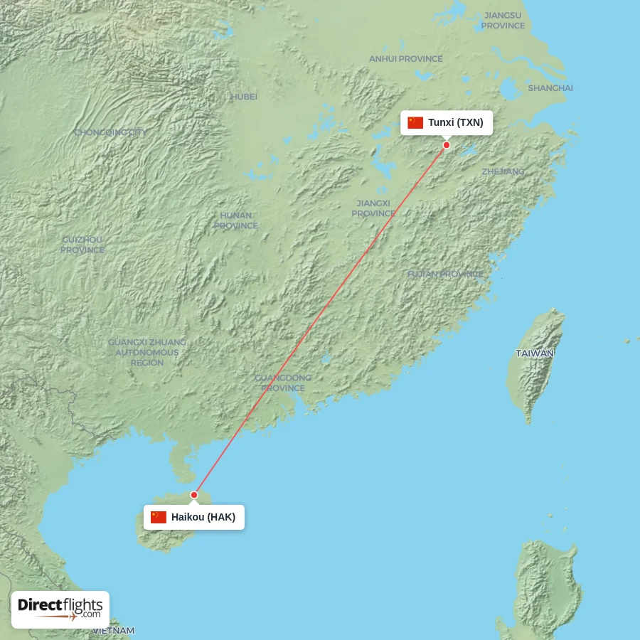 TXN - HAK route map