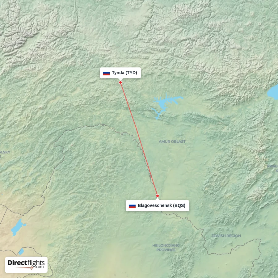 TYD - BQS route map