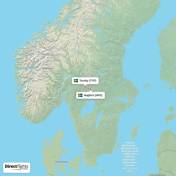 Torsby - Hagfors direct flight map
