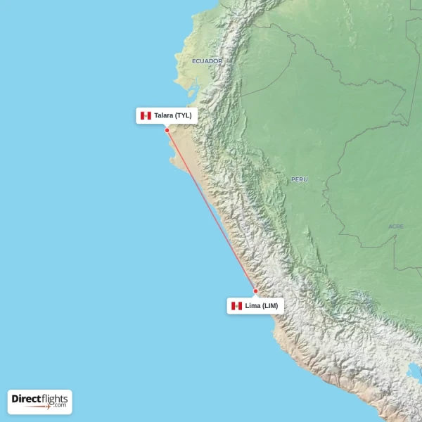 Talara - Lima direct flight map
