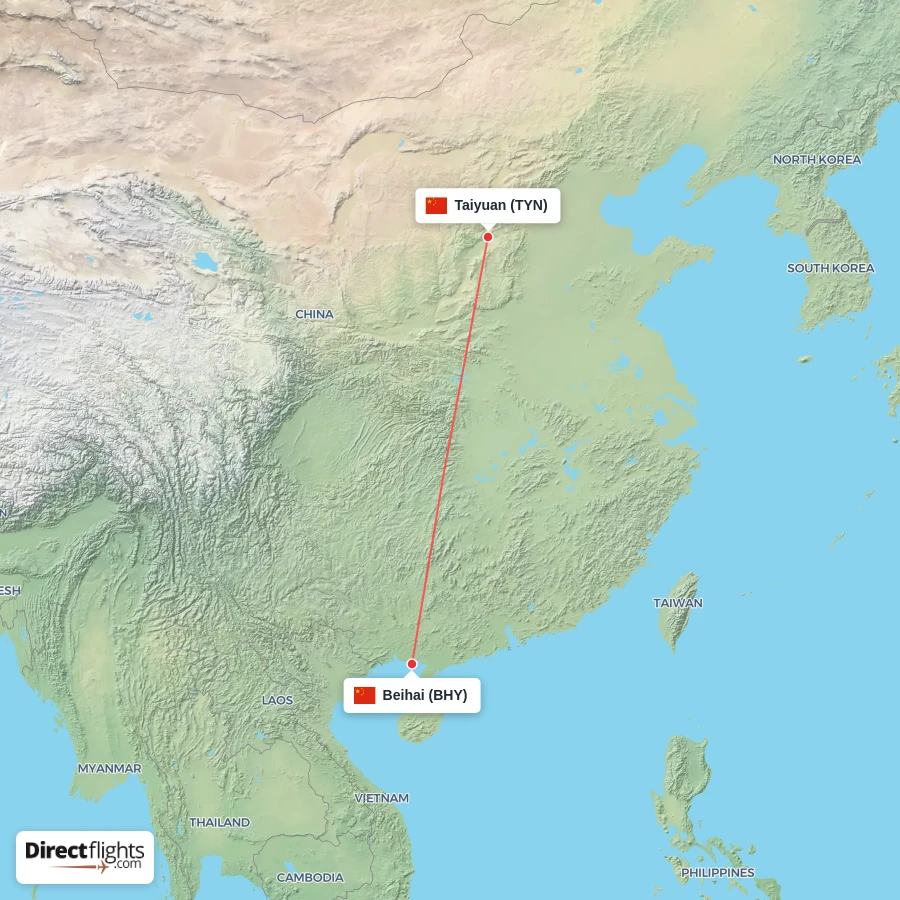 TYN - BHY route map