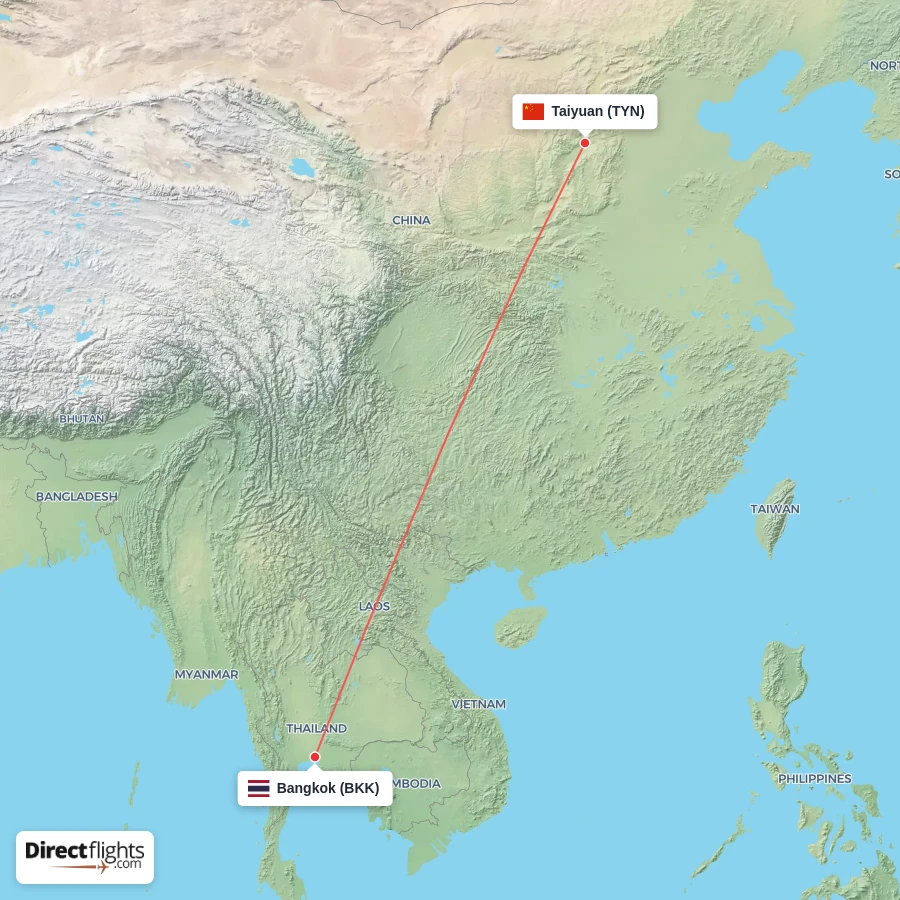TYN - BKK route map