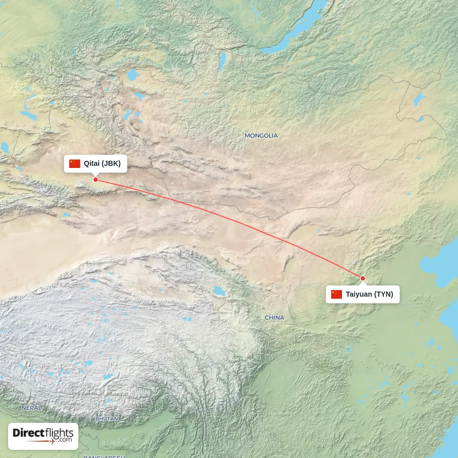 TYN - JBK route map