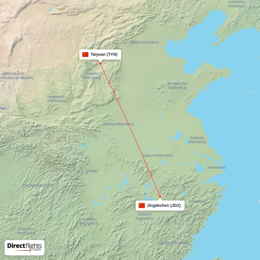 TYN - JDZ route map
