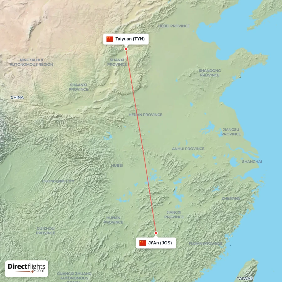 TYN - JGS route map