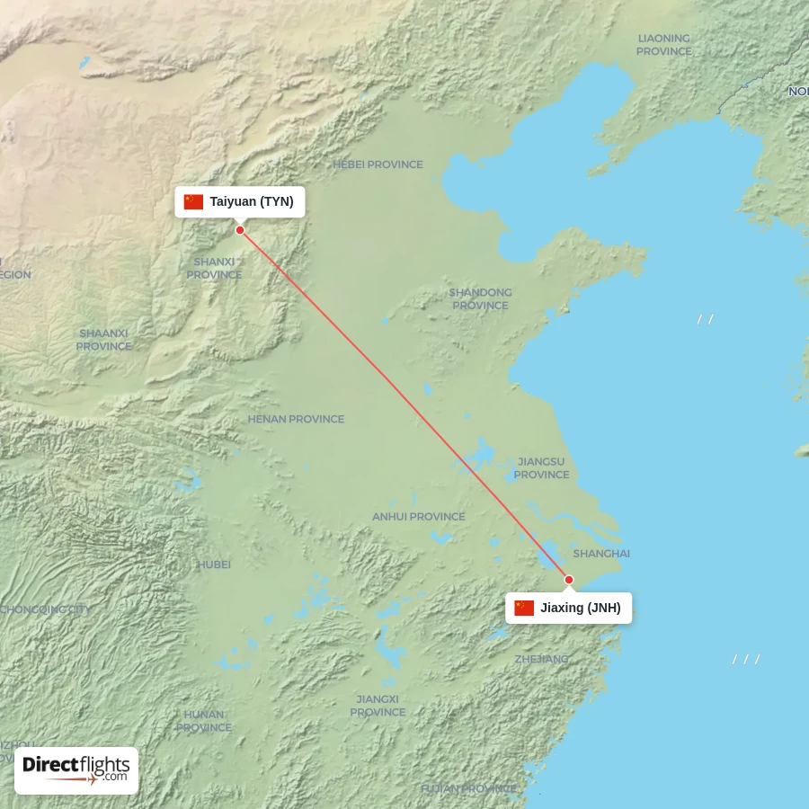 TYN - JNH route map
