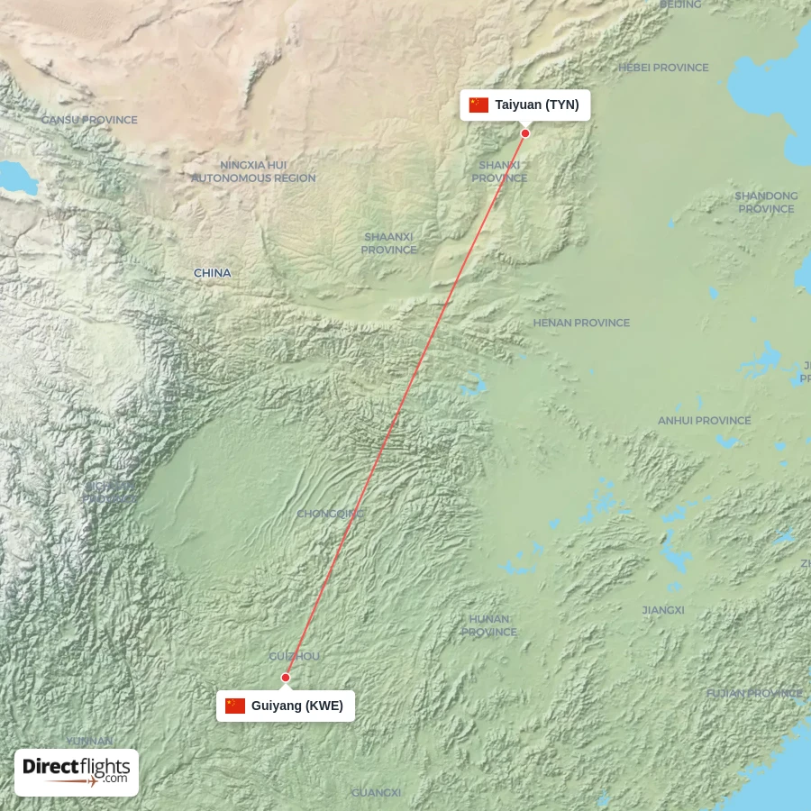 TYN - KWE route map