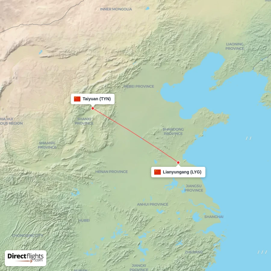 TYN - LYG route map
