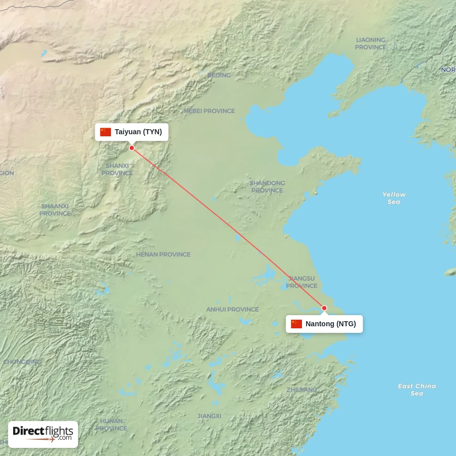 TYN - NTG route map