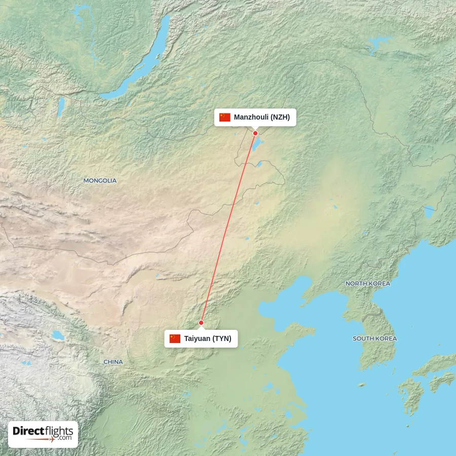 TYN - NZH route map