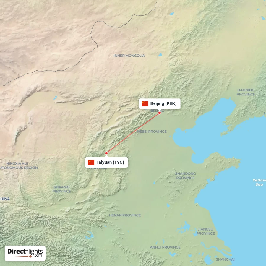 TYN - PEK route map
