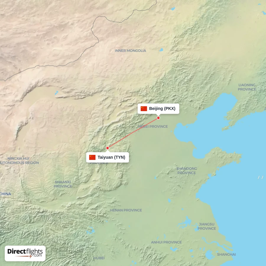 TYN - PKX route map