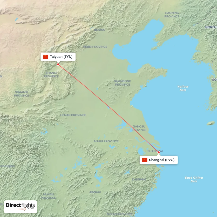 TYN - PVG route map