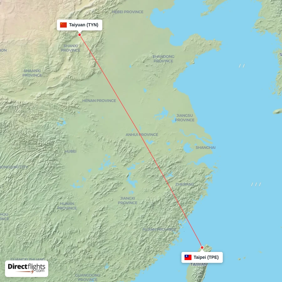 TYN - TPE route map