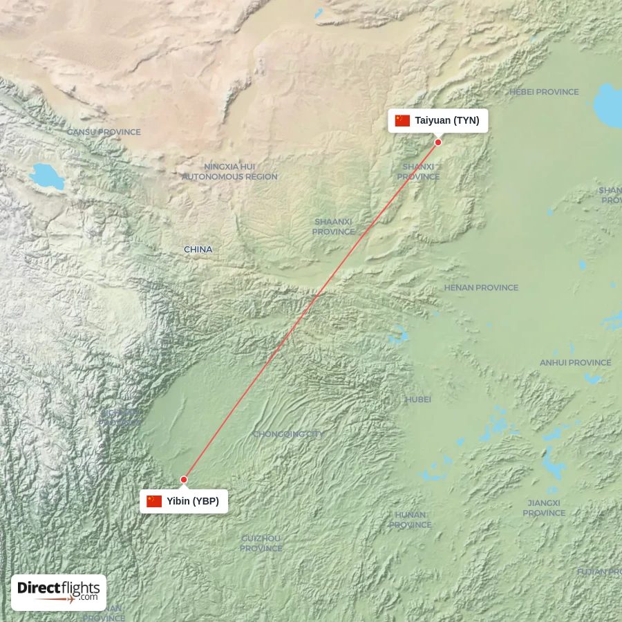 TYN - YBP route map