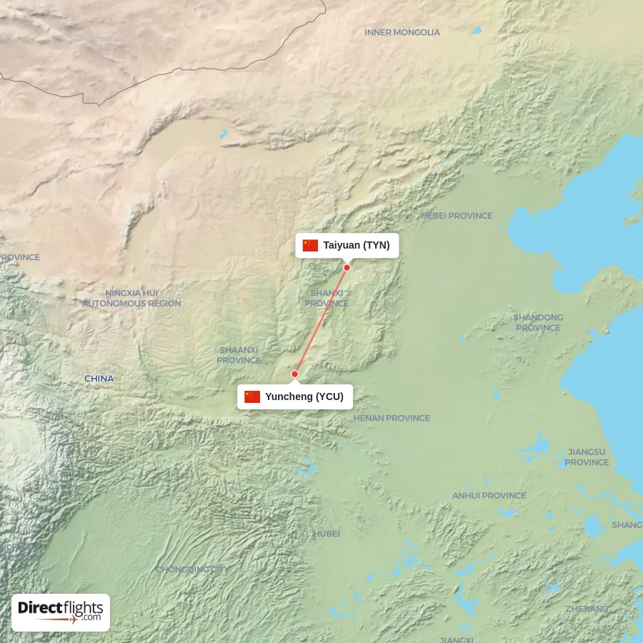 TYN - YCU route map