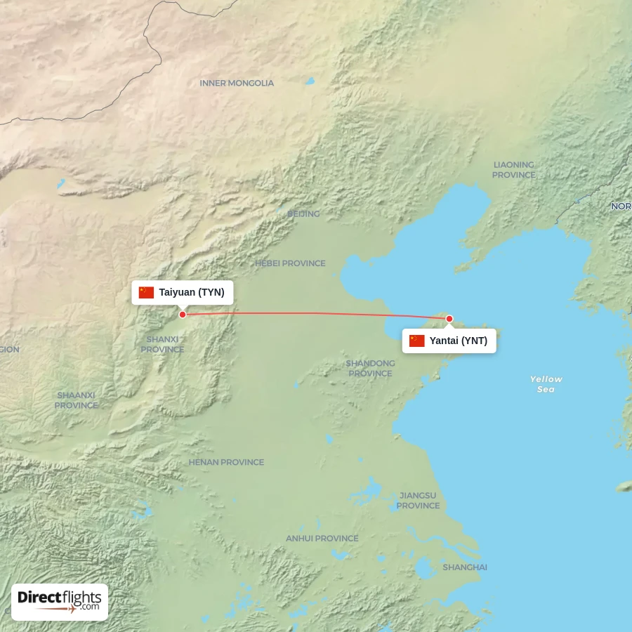TYN - YNT route map
