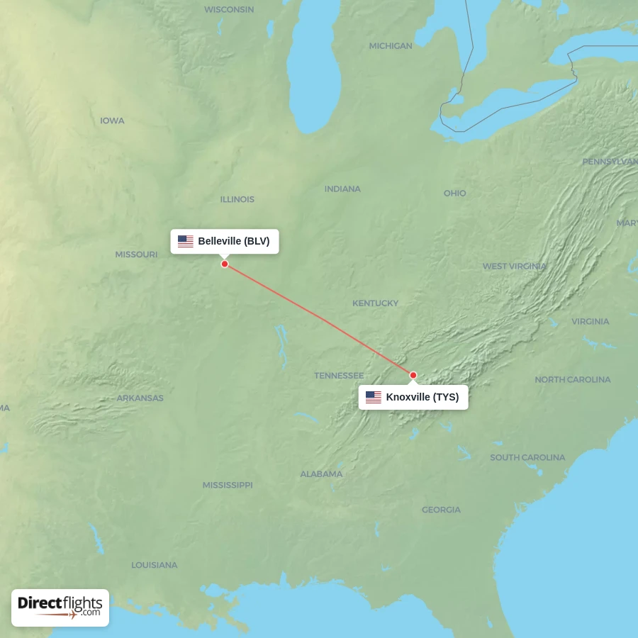 TYS - BLV route map