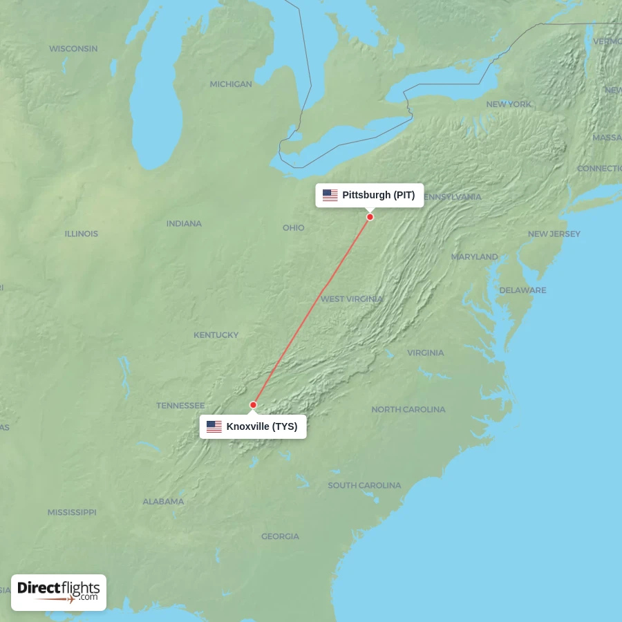 TYS - PIT route map