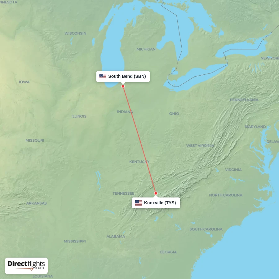 TYS - SBN route map