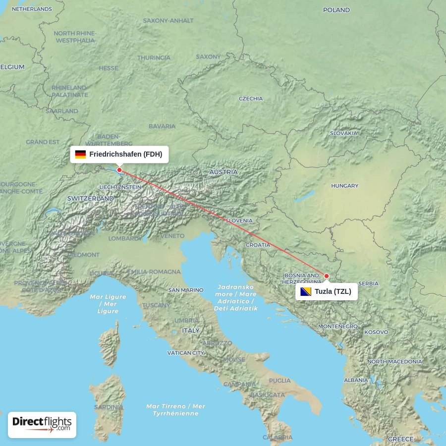 TZL - FDH route map