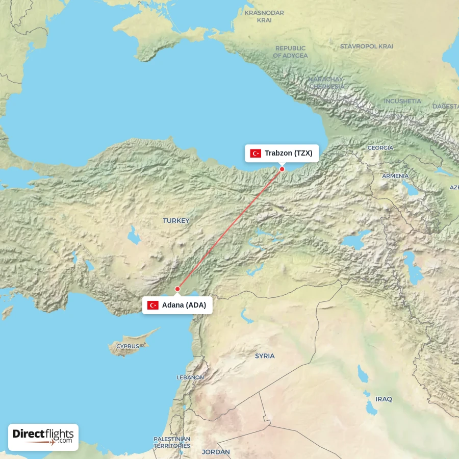 TZX - ADA route map