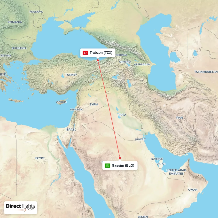 TZX - ELQ route map