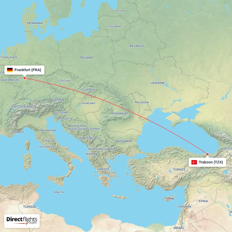 TZX - FRA route map