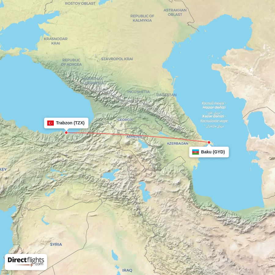 TZX - GYD route map
