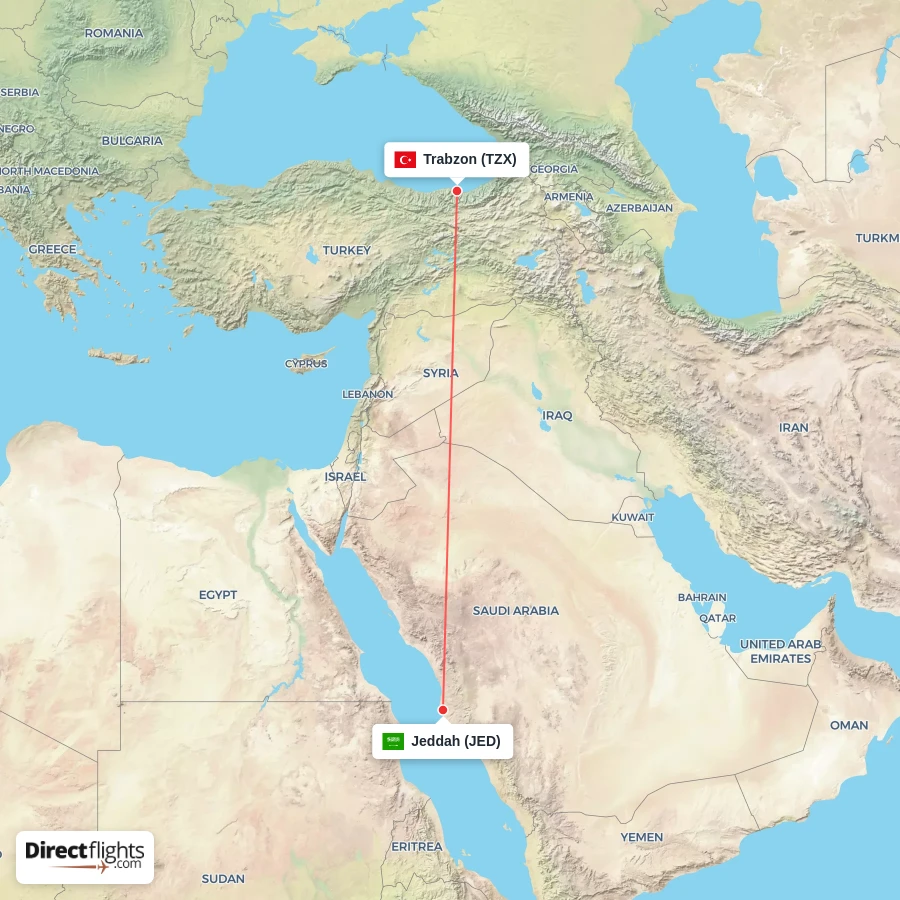 TZX - JED route map