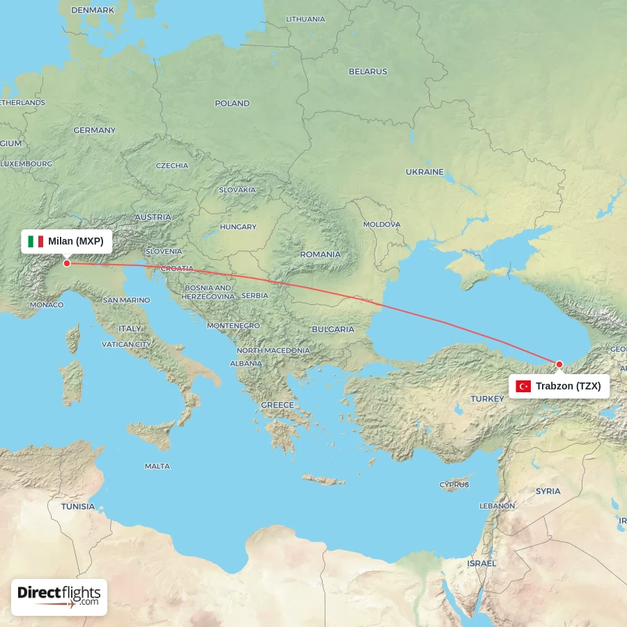 TZX - MXP route map