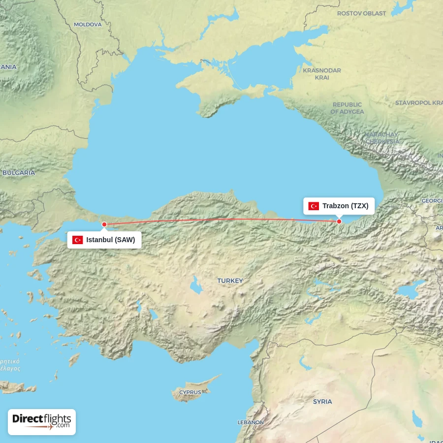 TZX - SAW route map