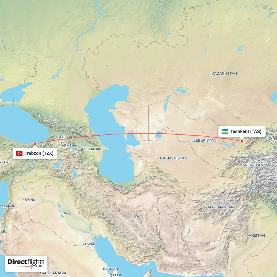 TZX - TAS route map