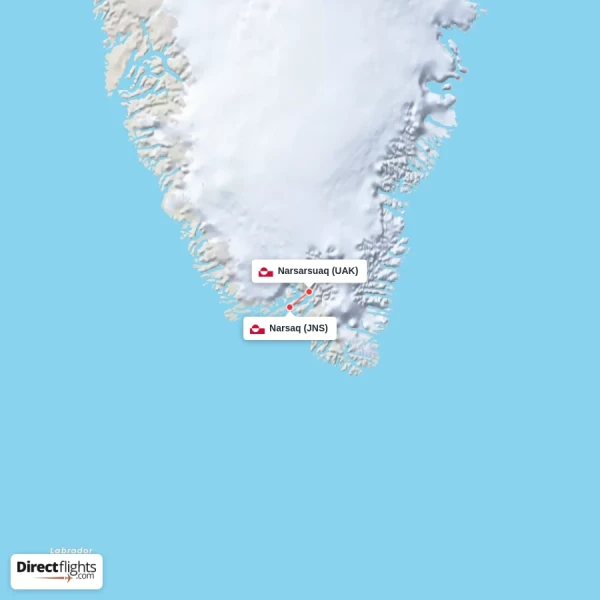 Narsarsuaq - Narsaq direct flight map