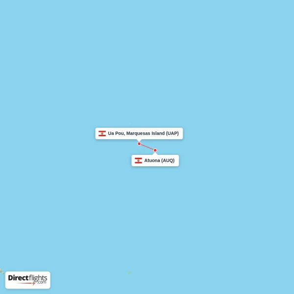 Ua Pou, Marquesas Island - Atuona direct flight map