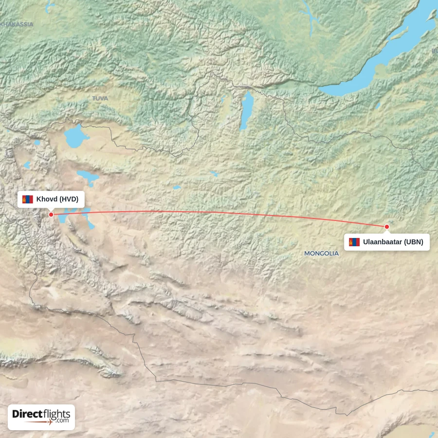 UBN - HVD route map