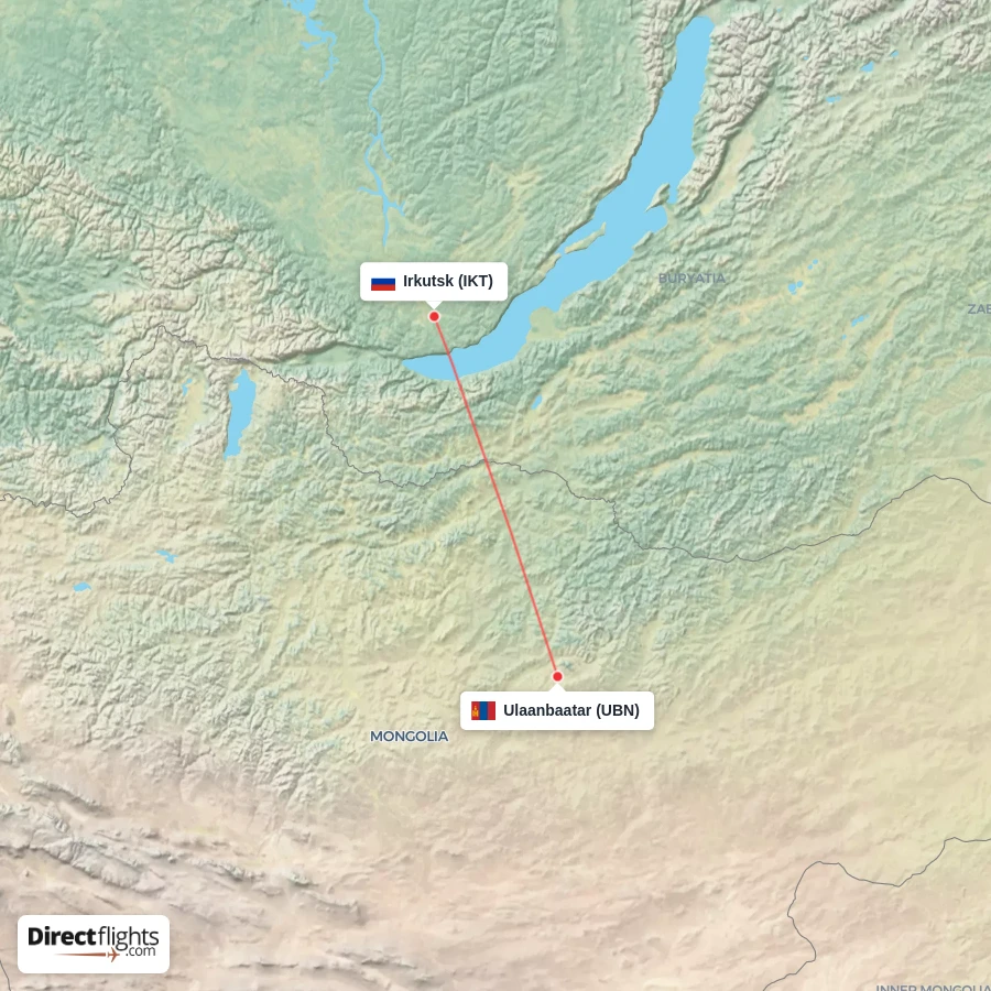 UBN - IKT route map