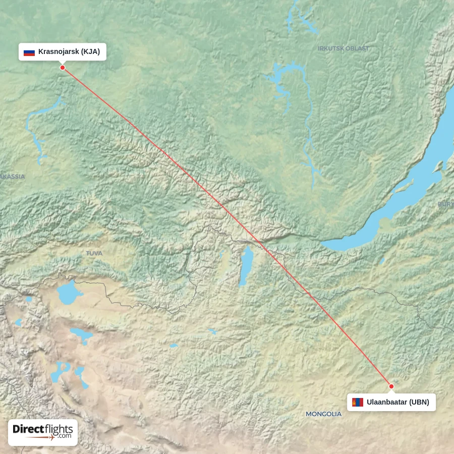 UBN - KJA route map