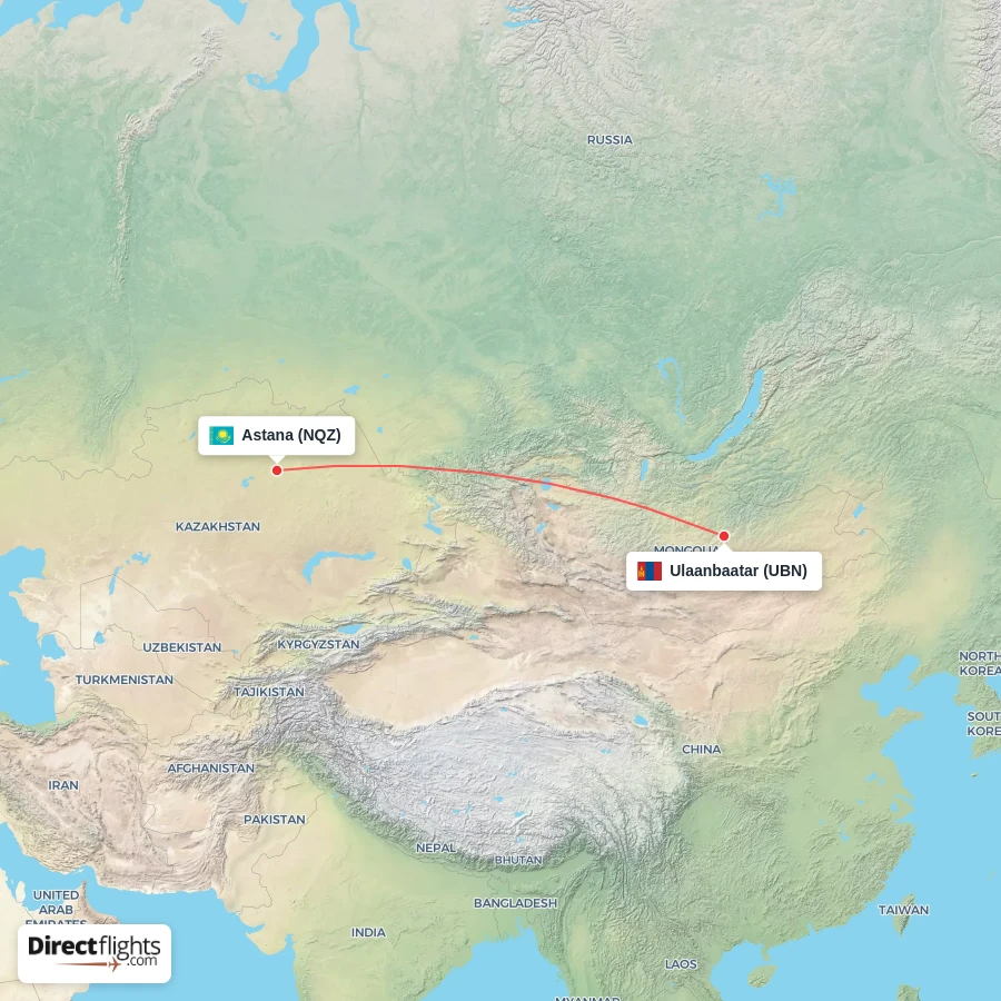 UBN - NQZ route map